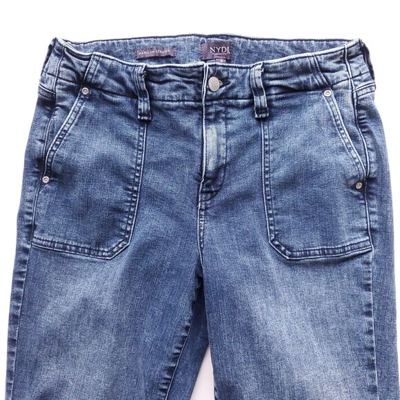 NYDJ Marilyn Straight Leg Blue Jeans Size 8 Sailor Pockets Lift Tuck Technology - Picture 3 of 12
